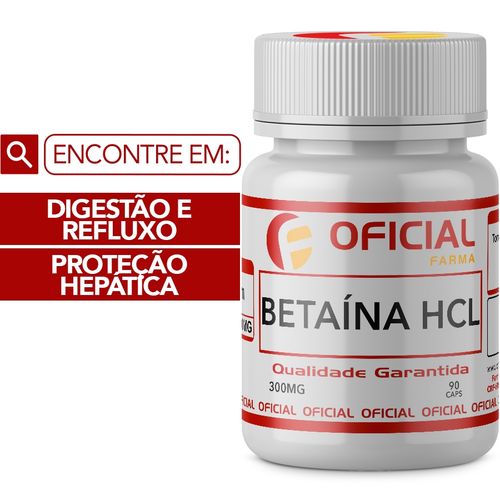 Betaína Hcl 300Mg 90 Cápsulas