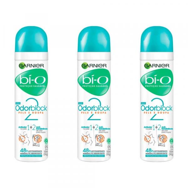 Bí-O Odorblock Desodorante Aerosol Feminino 150ml (Kit C/03) - Bì-o