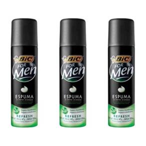 Bic Espuma de Barbear For Men Refresh 145g - Kit com 03