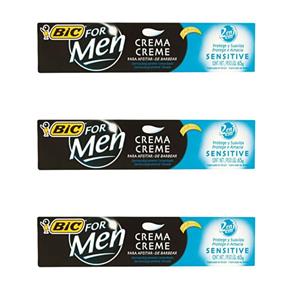 Bic For Men Sensitive Creme de Barbear 65g - Kit com 03
