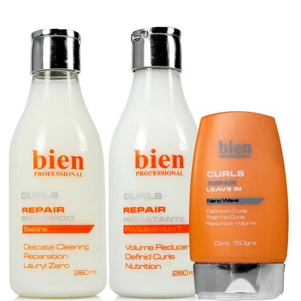Bien Professional - Curls Repair Kit Shampoo + Hidratante + Leav-in - Bien Professional