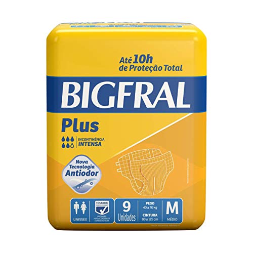 Bigfral 15590-1 - Fralda Geriátrica Plus, M, Pacote com 9 Unidades