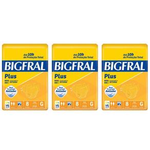 Bigfral Plus Fralda Geriátrica G com 8 - Kit com 03