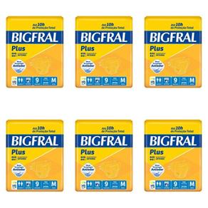 Bigfral Plus Fralda Geriátrica M com 9 - Kit com 06