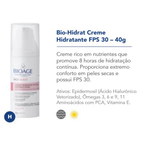 Bioage Bio Hidrat Creme Hidratante Facial Fps 30