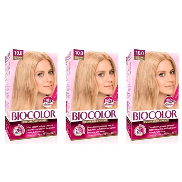Biocolor Coloração Kit 10.0 Louro Claríssimo (Kit C/03)