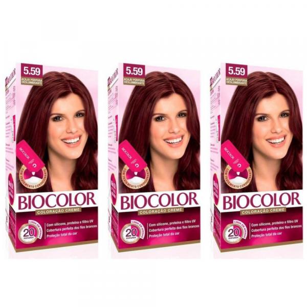 Biocolor Coloração Mini 5.59 Acaju Purpura Deslumbrante (Kit C/03)