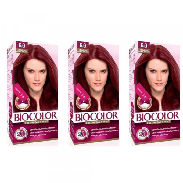 Biocolor Coloração Mini 6.6 Vermelho Intenso Vibrante (Kit C/03)