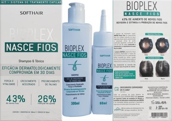 Bioplex Shampoo 300ml + Tônico 60ml Soft Hair Nasce Fios