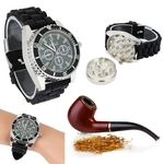 Black Alloy Wrist Watch Herb Spice Tobacco Grinder Crusher