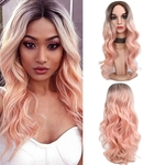Black Gold Curly peruca de cabelo rosa Water Wave Curly Longo Perucas Moda