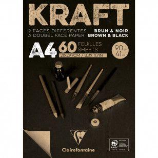 Bloco de Papel Kraft Brown Black A4 90G Clairefontaine