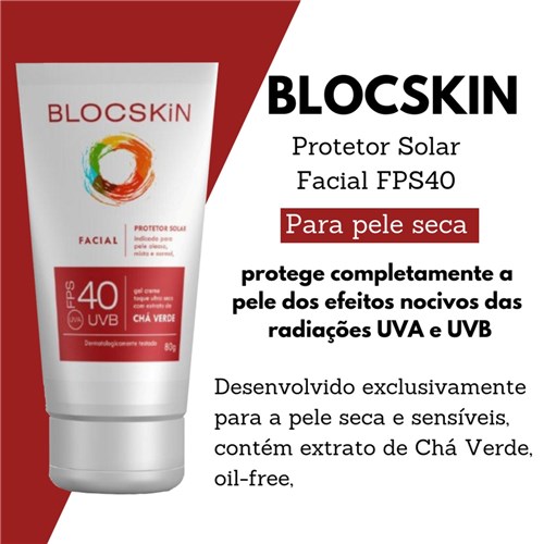 Blocskin Protetor Solar Facial Fps40 Anti Idade e Pele Seca