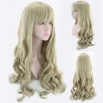 Blonde Big Wave Air Bangs Long Curly Hair European and American Foreign Trade Hot Golden Wig Headgear