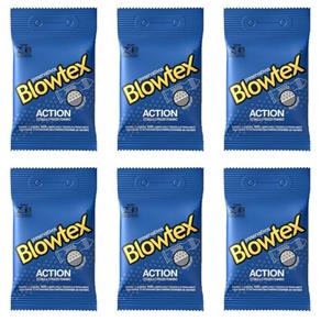 Blowtex Preservativo Premium Action com 3 - Kit com 06
