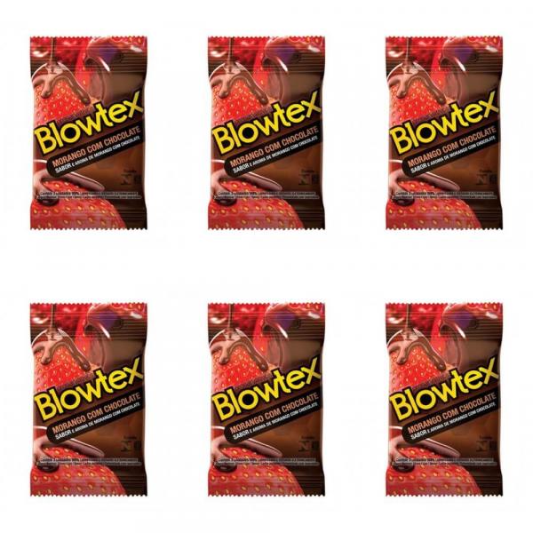 Blowtex Preservativo Sabor e Aroma Morango C/Chocolate C/3 (Kit C/06)