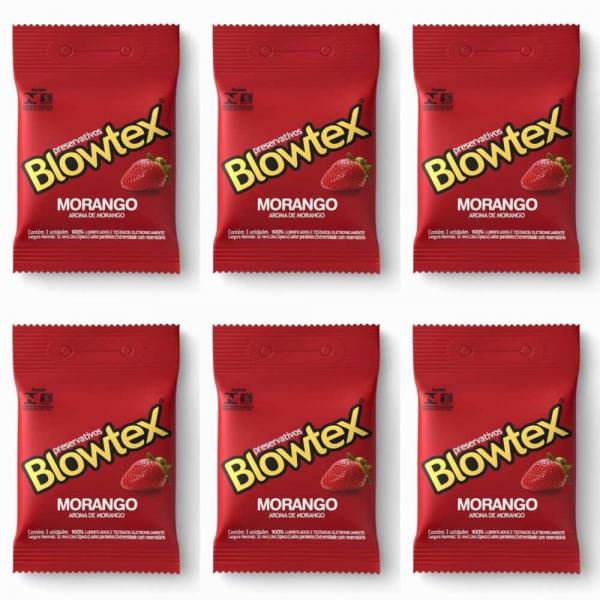 Blowtex Preservativo Sabor e Aroma Morango C/3 (Kit C/06)