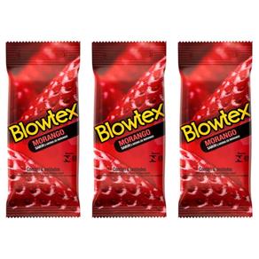 Blowtex Preservativo Sabor e Aroma Morango com 6 - Kit com 03