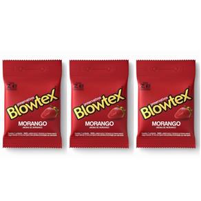 Blowtex Preservativo Sabor e Aroma Morango com 3 - Kit com 03