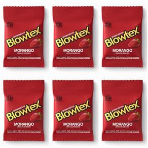 Blowtex Preservativo Sabor e Aroma Morango com 3 - Kit com 06