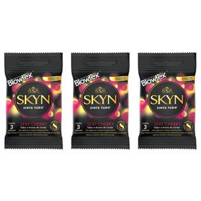 Blowtex Preservativo Skin Sexy Cherry Sachê com 3 - Kit com 03