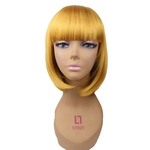 Bob peruca Cosplay curto perucas para mulheres O cabelo sintético com franja ouro rosa Loira 12 cores avalivable