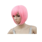 Bob Wig Oblique Fringe Bangs Short Wavy Wigs Pink Purple Blonde Red Blue Orange Synthetic Hair Heat Resistant Women Hairpiece