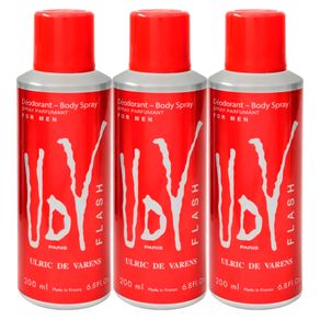Body Spray Ulric de Varens UDV Flash Masculino (3 Unidades) 3x200ml