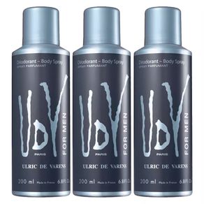 Body Spray Ulric de Varens UDV For Men (3 Unidades) 3x200ml