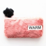 Bola bonito Plush Bag Lápis de Inverno Casos doce do lápis da cor quente Furry
