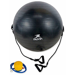 Bola de Ginástica com Extensor 65cm Preta - Muvin