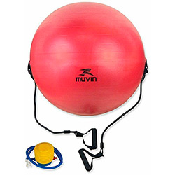 Bola de Ginástica com Extensor 65cm Vermelha - Muvin