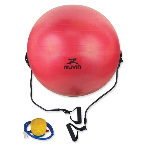 Bola de Pilates com Extensor 65 Cm Muvin Blg-400 Vermelho