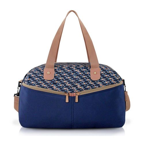 Bolsa de Viagem Academia Estampada com Zíper e Alça Ajustável Jacki Design Azul Zigzag