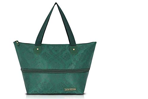 Bolsa Shopper Compras Expansivel Grande com Bolso Interno Estampa Damasco Jacki Design Verde