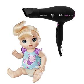Boneca Hasbro Baby Alive - Fraldinha Mágica + Secador de Cabelos Philco Beauty Style com 2 Temperaturas 1900W 220 V – Preto