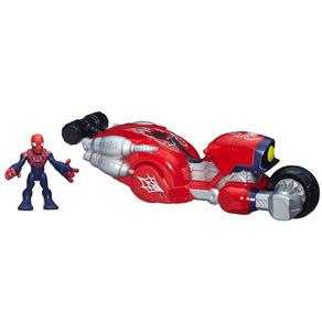 Boneco com Veículo Estilizado Marvel Super Hero Moto Aranha Hasbro