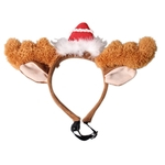 Cute Christmas Cartoon Antlers Shape Plush Hair Hoop for Pet Cat Wear