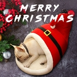Bonito Quente Cat House Natal semicerrados inverno dos desenhos animados suave Bed Dog Pet