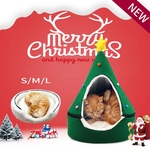 Bonito Quente Cat House Natal semicerrados Litter Inverno Cat Pet suave