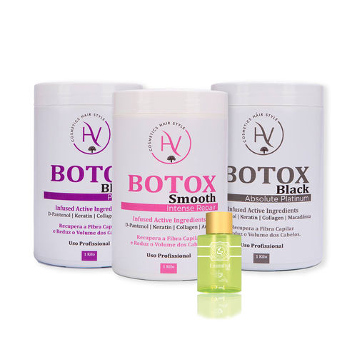 Botox Hv Cosmetics Blond + Smooth + Black - 03 Unidades 1kg