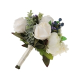 Bouquet Branco Rosa Blueberry Casamento Bouquet De Noiva Mão Segurando Flores