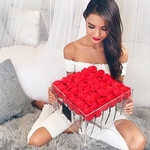 Box Flor Extra Large Acr¨ªlico claro Rose com tampa Romantic Flowers Fresh-Manter