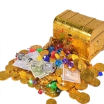 Box Treasure retro com bloqueio Brinquedos para Party Favors Props Decoração do tesouro do pirata para crianças