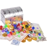 Box Treasure retro com bloqueio Brinquedos para Party Favors Props Decoração do tesouro do pirata para crianças