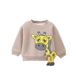 Boy Girl Baby Long Sleeve Giraffe Pattern Tops Cute Cartoon Swearshirt Baby Clothes Round Collar Thicken Hoodie Redbey