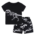 Boy Home Furnishing Dinosaur Impresso Pijamas algodão de manga curta Camisola 2PCS / Set