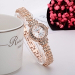 Bracelet Rhinestone elegante Moda Rel¨®gios de Rose banhado a ouro Mulheres
