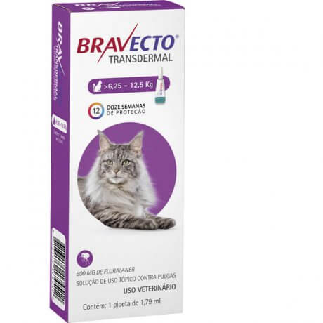Bravecto Antipulgas e Carrapatos Transdermal para Gatos de 6,25 a 12,5 Kg - 500 Mg -