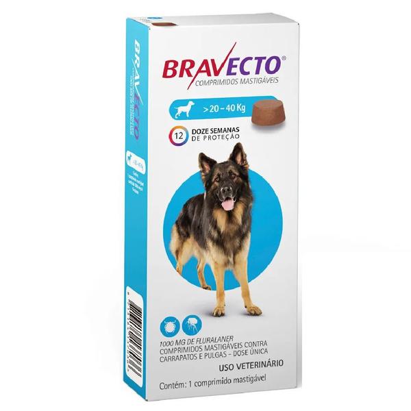 Bravecto Cães 20 a 40kg - Antipulgas e Carrapatos - Msd